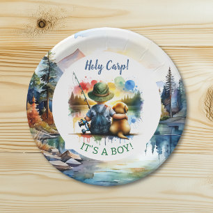 Holy Carp! it's a Boy! Baby Shower Paper Plate