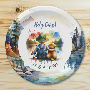 Holy Carp! it's a Boy! Baby Shower Paper Plate