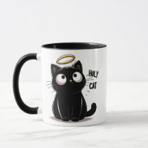  Holy Cat - Minimalist Black Cat with Halo Cute 
