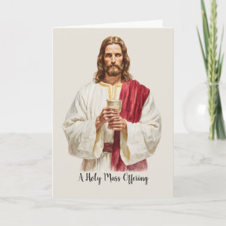 Holy Catholic Mass Offering Jesus Eucharist Chalic Card