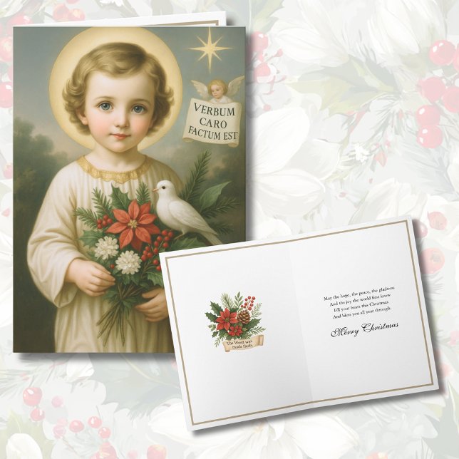 Holy Child Jesus Catholic Poinsettias Holiday Card (Creator Uploaded)