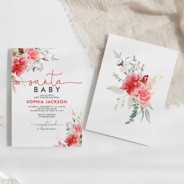 Holy Christmas Berry Santa Baby Shower Invitation (Creator Uploaded)