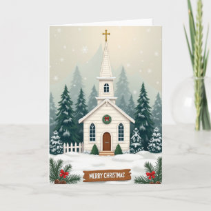 Holy Christmas Church Snow Card