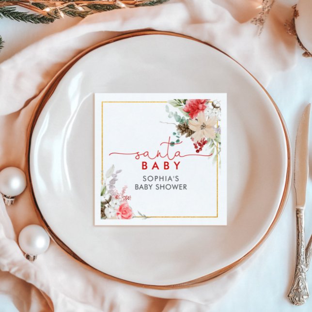 Holy Christmas Flowers Baby Shower Napkins (Creator Uploaded)