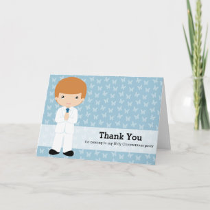 Holy Communion boy * Choose your background colour Thank You Card