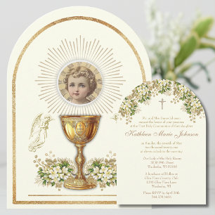 Holy Communion Child Jesus Floral Invitation