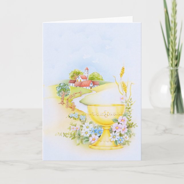 Holy communion, confirmation religious design card (Front)