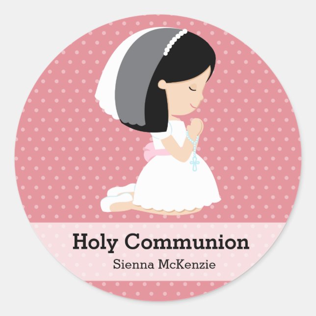 Holy Communion Girl * Choose your background colou Classic Round Sticker (Front)
