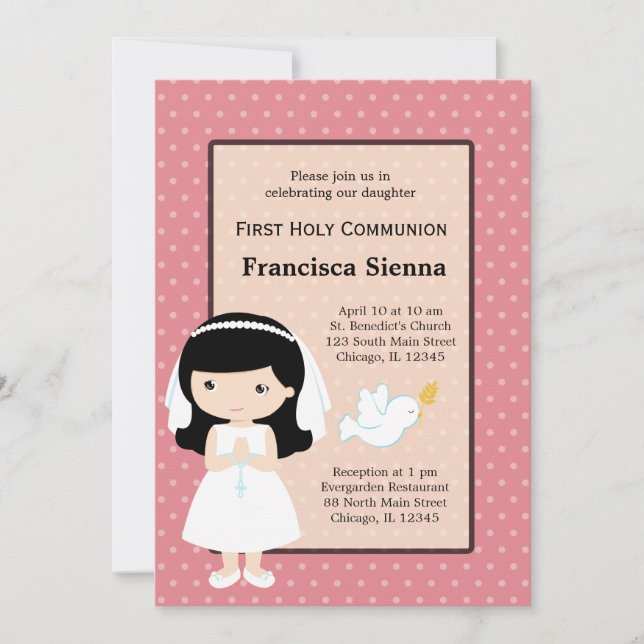 Holy Communion Girl * Choose your background colou Invitation (Front)