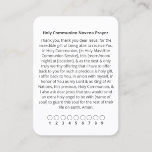 Holy Communion Novena Prayer Card