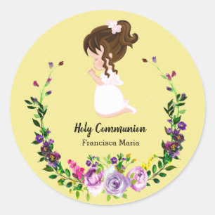Holy Communion wreath * choose background colour Classic Round Sticker
