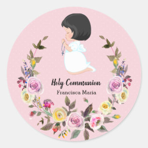 Holy Communion wreath * choose background colour Classic Round Sticker