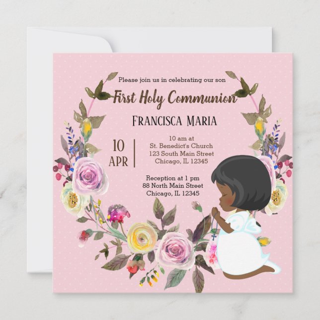 Holy Communion wreath * choose background colour Invitation (Front)