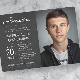 Holy Confirmation Boy   Modern + Simple Photo Invitation