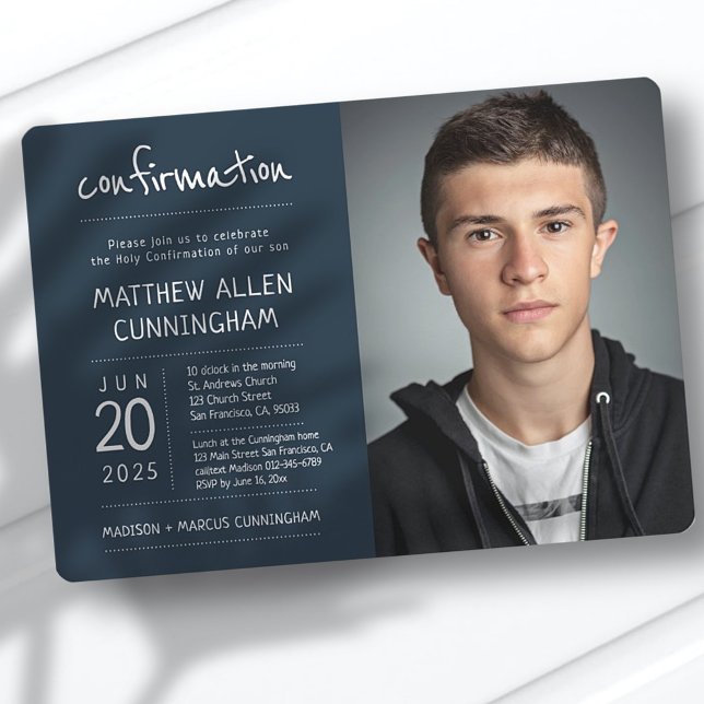 Holy Confirmation Boy | Modern + Simple Photo Invitation (Creator Uploaded)