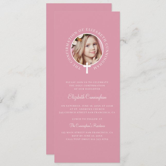 Holy Confirmation | Custom Photo and Simple Cross Invitation (Front/Back)