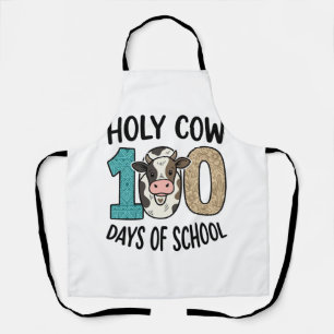 Holy Cow 100 Days of School Vintage Cow Shirt Desi Apron