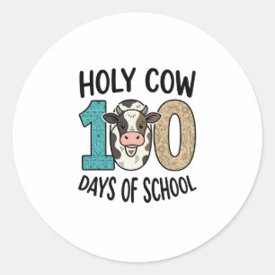 Holy Cow 100 Days of School Vintage Cow Shirt Desi Classic Round Sticker