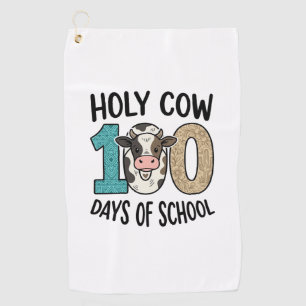 Holy Cow 100 Days of School Vintage Cow Shirt Desi Golf Towel