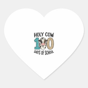 Holy Cow 100 Days of School Vintage Cow Shirt Desi Heart Sticker