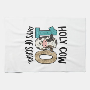 Holy Cow 100 Days of School Vintage Cow Shirt Desi Tea Towel