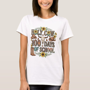 Holy Cow 100 Days of School Western Boho Cowgirl T T-Shirt