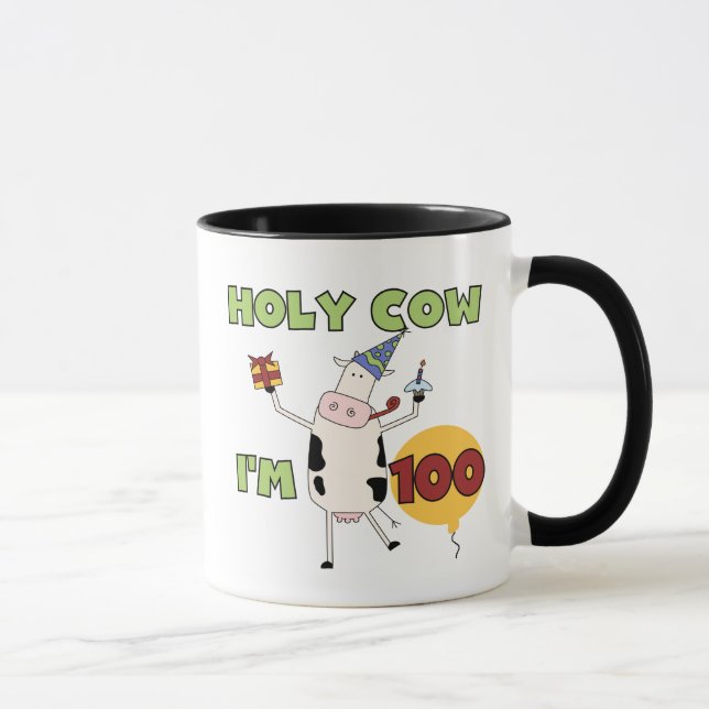 Holy Cow 100th Birthday Tshirts and Gifts Mug (Right)
