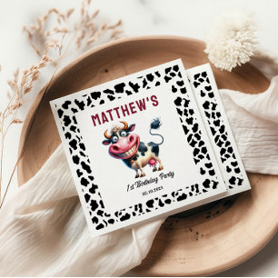 Holy Cow! 1st Birthday Animal First Birthday Napkin