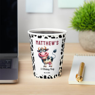 Holy Cow! 1st Birthday Animal First Birthday Paper Cups