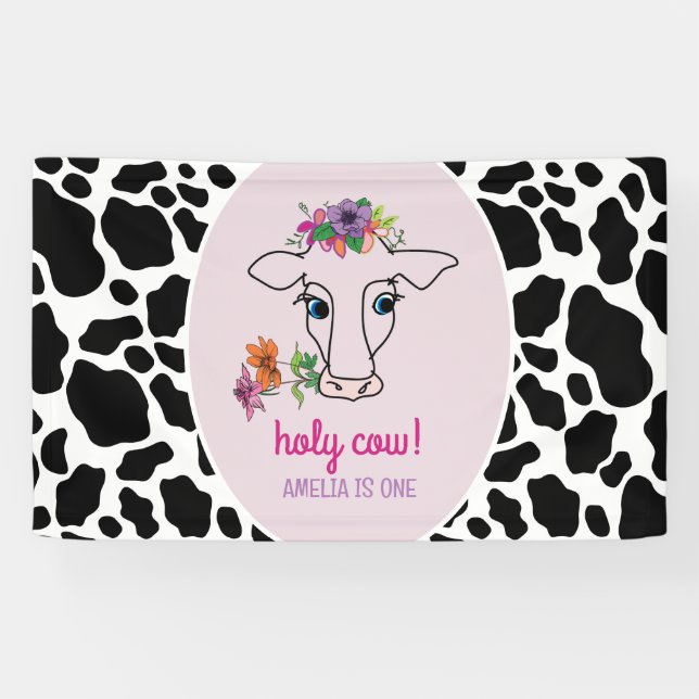 Holy Cow 1st Birthday Banner (Horizontal)