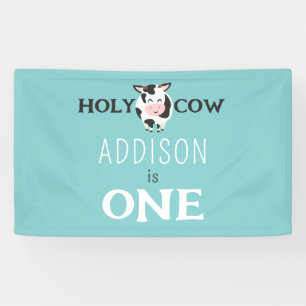 Holy Cow 1st Birthday Farm Animal Party Banner