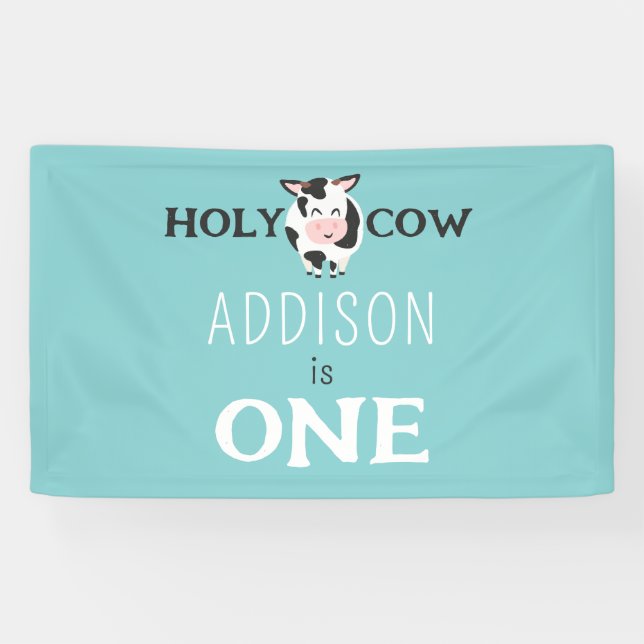 Holy Cow 1st Birthday Farm Animal Party Banner (Horizontal)