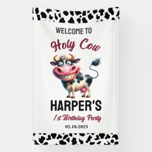 Holy Cow! 1st Birthday   Farm Animal Party Banner