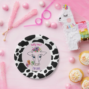 Holy Cow 1st Birthday Paper Plate
