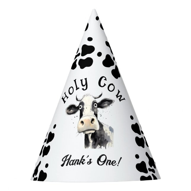 Holy Cow 1st Birthday  Party Hat (Front)