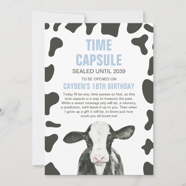 Holy Cow 1st Birthday Time Capsule cards (Front)