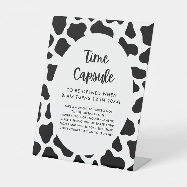 Holy Cow 1st Birthday Time Capsule Pedestal Sign (Front)