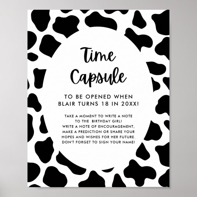Holy Cow 1st Birthday Time Capsule Sign (Front)