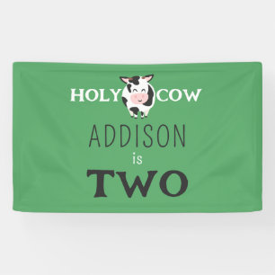 Holy Cow 2nd Birthday Farm Animal Party Banner