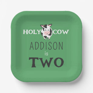 Holy Cow 2nd Birthday Farm Animal Party Paper Plate