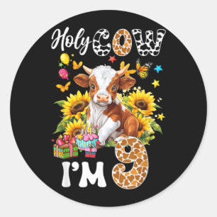 Holy Cow 9 Years Old Farm Cow Suowers 9th Birthday Classic Round Sticker