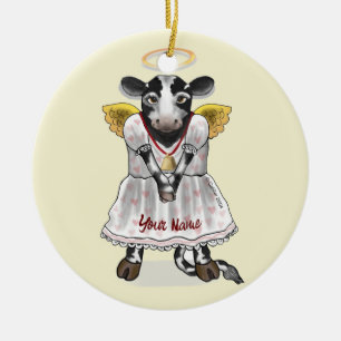 Holy Cow  Angel  Ceramic Ornament