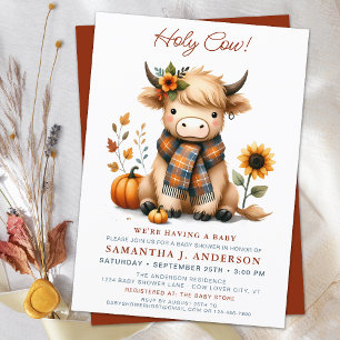 Holy Cow Autumn Highland Calf Fall Baby Shower Invitation