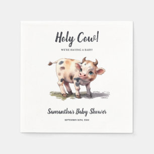 Holy Cow Baby Cow Farm Animal Theme Baby Shower Napkin