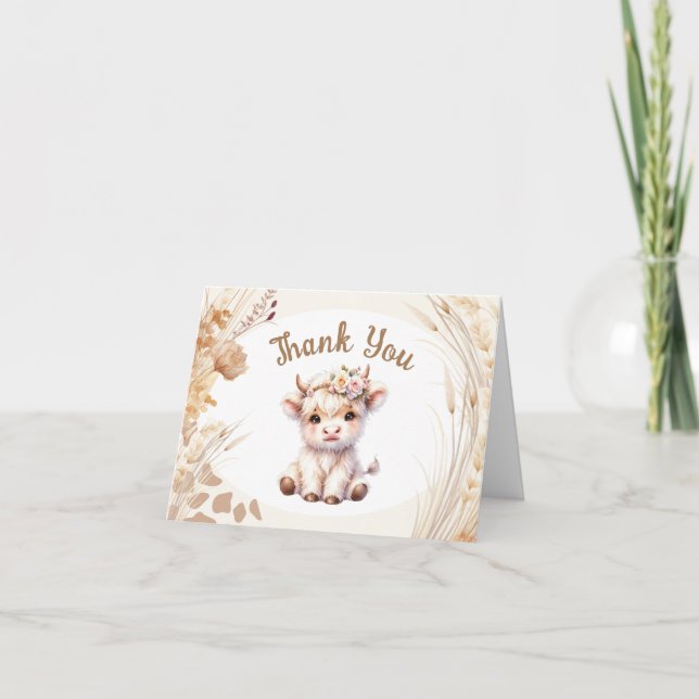 Holy Cow Baby Shower Boho Folded Thank You Card (Front)