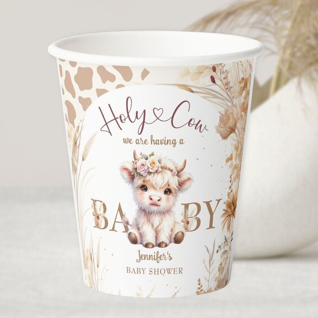 Holy Cow Baby Shower Boho Gender Neutral Paper Cups (Creator Uploaded)