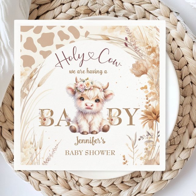 Holy Cow Baby Shower Boho Gender Neutral Paper Napkin (Creator Uploaded)