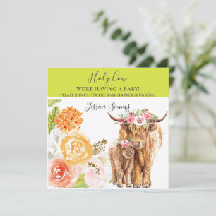 Holy Cow Baby Shower Boho Highland Calf Invitation