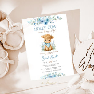 Holy Cow Baby Shower Boy Invitation