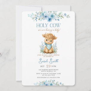 Holy Cow Baby Shower Boy Invitation